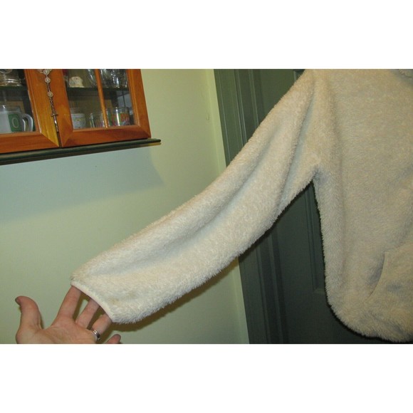 Forever 21 Women's Ivory 1/4 Zip Fleece Long Sleeve Jacket Size M - Picture 5 of 9